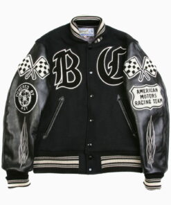 WHITESVILLE LETTERMAN REGULAR FIT BLACK BODY BLACK RAGLAN SLEEVE CRANK BUSTER JACKET