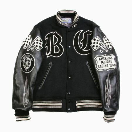WHITESVILLE LETTERMAN REGULAR FIT BLACK BODY BLACK RAGLAN SLEEVE CRANK BUSTER JACKET