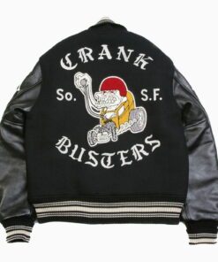 Alternative view of WHITESVILLE LETTERMAN REGULAR FIT BLACK BODY BLACK RAGLAN SLEEVE CRANK BUSTER JACKET
