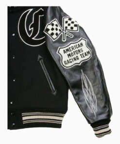 WHITESVILLE LETTERMAN REGULAR FIT BLACK BODY BLACK RAGLAN SLEEVE CRANK BUSTER JACKET - Image 3