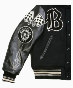 WHITESVILLE LETTERMAN REGULAR FIT BLACK BODY BLACK RAGLAN SLEEVE CRANK BUSTER JACKET - Image 4