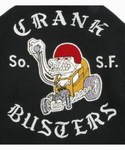 WHITESVILLE LETTERMAN REGULAR FIT BLACK BODY BLACK RAGLAN SLEEVE CRANK BUSTER JACKET - Image 5