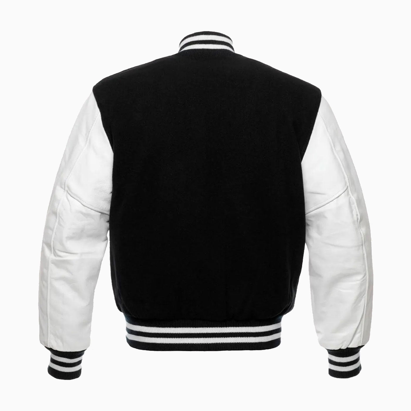 Custom Womens Black Wool Body & White Leather Sleeves Varsity Jacket
