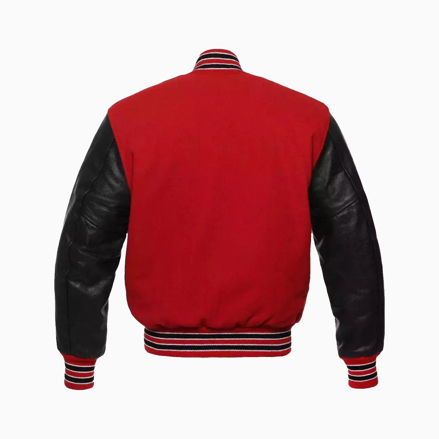 Custom Womens Red Wool Body & Black Leather Sleeves Varsity Jacket