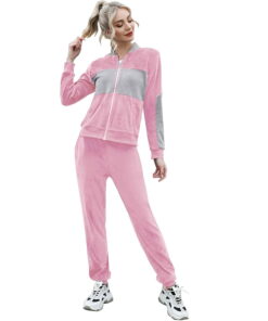 New Fashion Zipper Top & Pants Suit Loungewear sweat track suits with double side striped