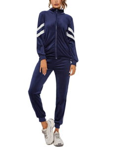 Zipper Jogging Set Long Sleeve with double side striped Stylish women sweat suits 17 Zipper Jogging Set Long Sleeve with double side striped Stylish women sweat suits - Image 7