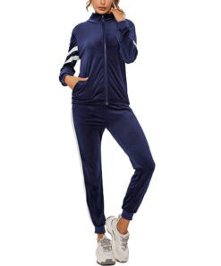 Alternative view of Zipper Jogging Set Long Sleeve with double side striped Stylish women sweat suits