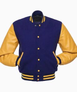 Alternative view of Mens Bright Royal Wool Body & Gold Leather Sleeves Varsity Jacket