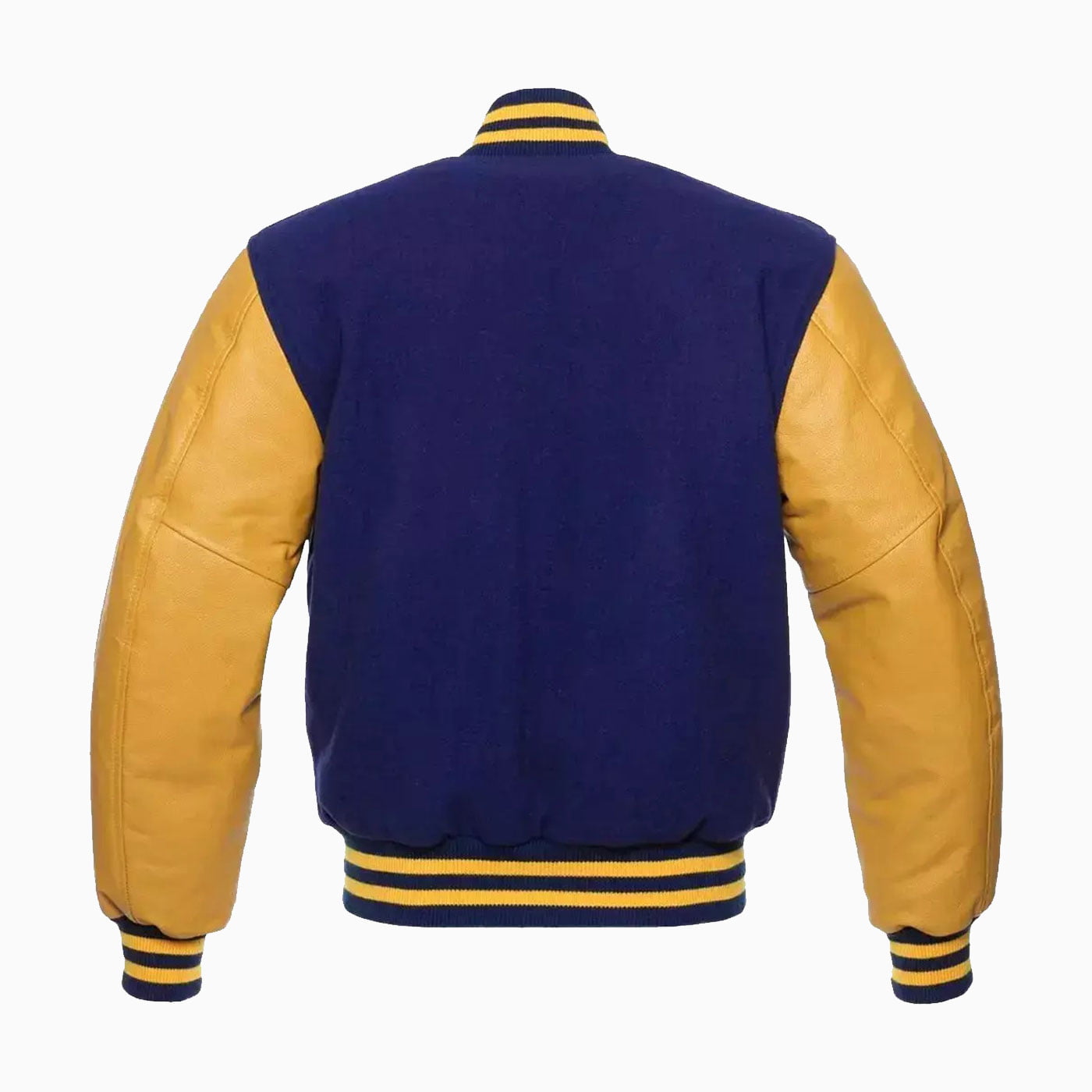 Custom Mens Bright Royal Wool Body & Gold Leather Sleeves Varsity