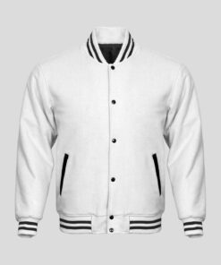 Customized Leather  Varsity jackets in White colour