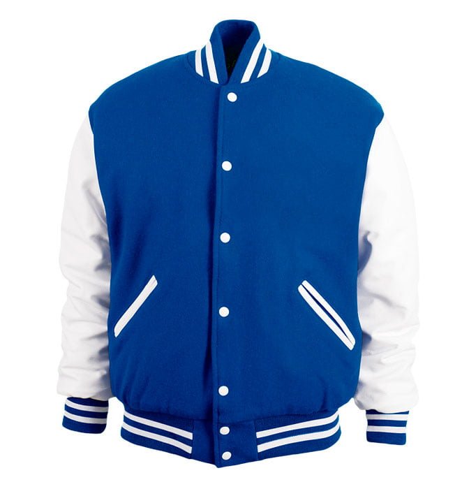 Customized Varsity jackets in Blue and White colour