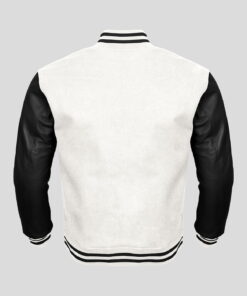 Alternative view of Customized Leather sleeve Varsity jackets in Black and White colour