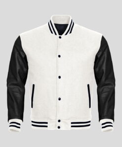 Customized Leather sleeve Varsity jackets in Black and White colour