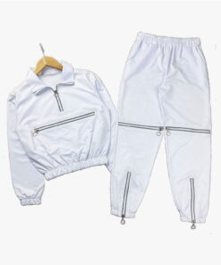 white zippered sweatsuit 893